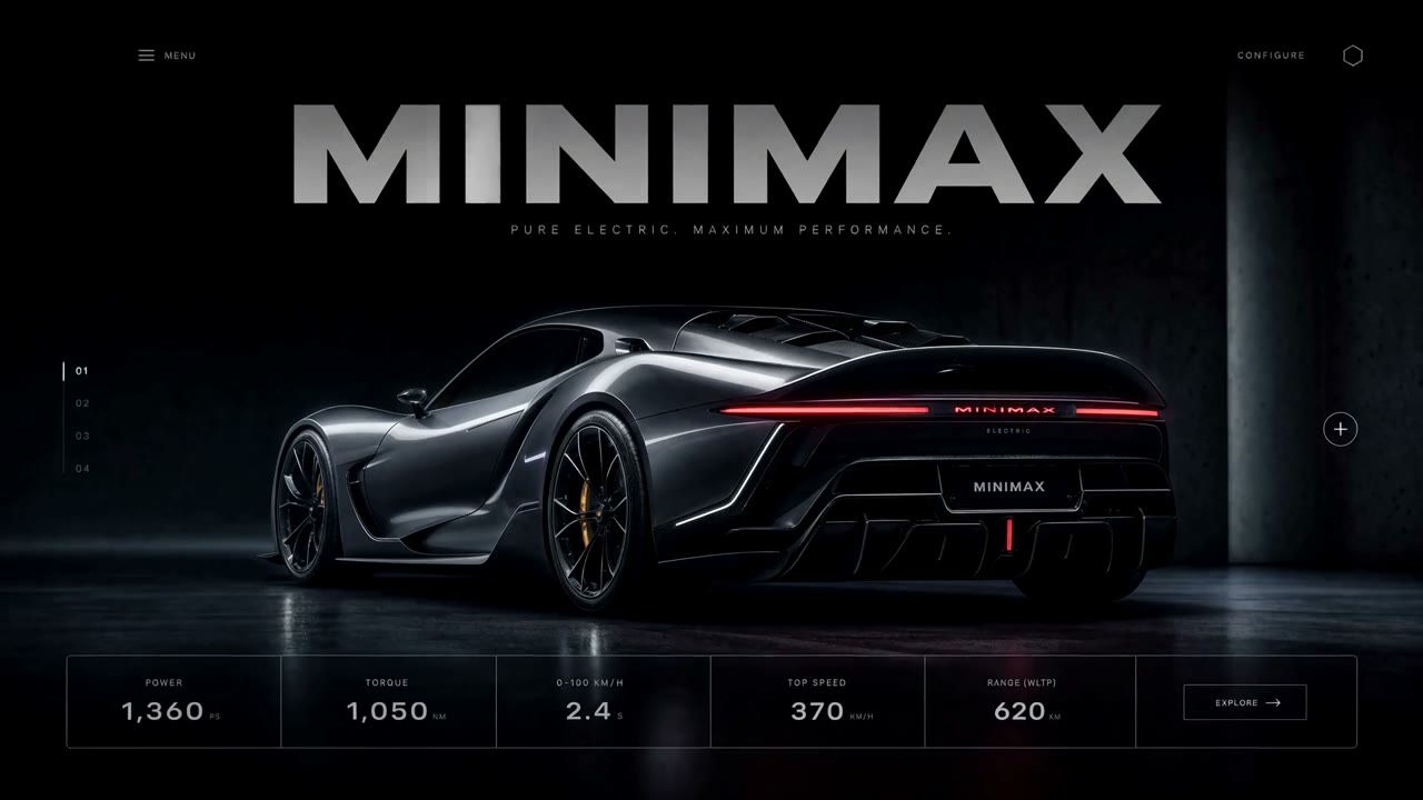 Automotive website hero motion MiniMax H3 result frame